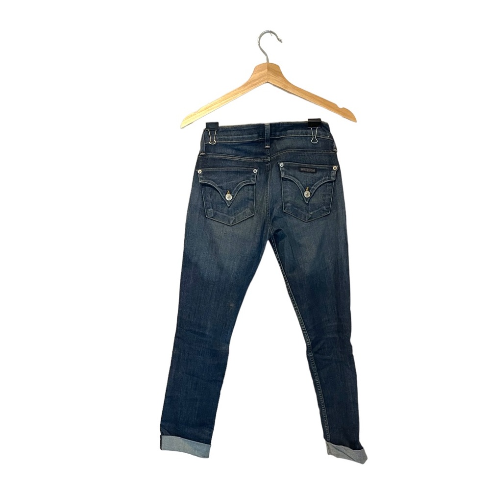 Hudson Cuffed Jeans Dark Wash Destroyed Knees Size 24 - Picture 5 of 6